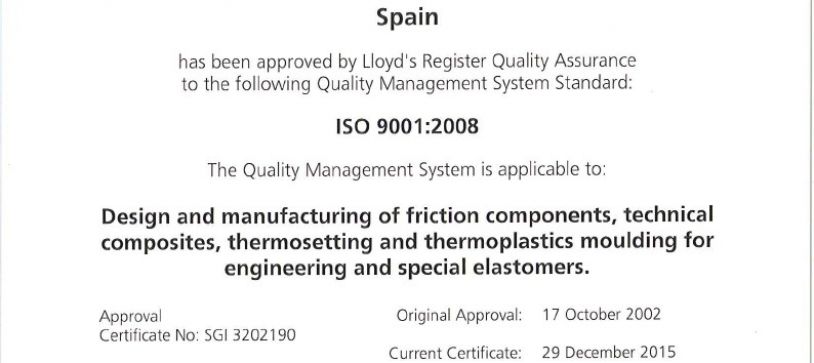 Renovación de Certificado ISO 9001